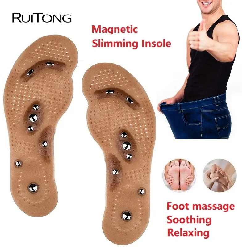 RUITONG 1 Pair Magnetic Acupuncture Moxibustion Slimming Insoles Anti-fat Feet Massage Cushion Silicone Comfort Breathable Pads RUITONG 1 Pair Magnetic Acupuncture Moxibustion Slimming Insoles Anti-fat Feet Massage Cushion Silicone Comfort Breathable Pads