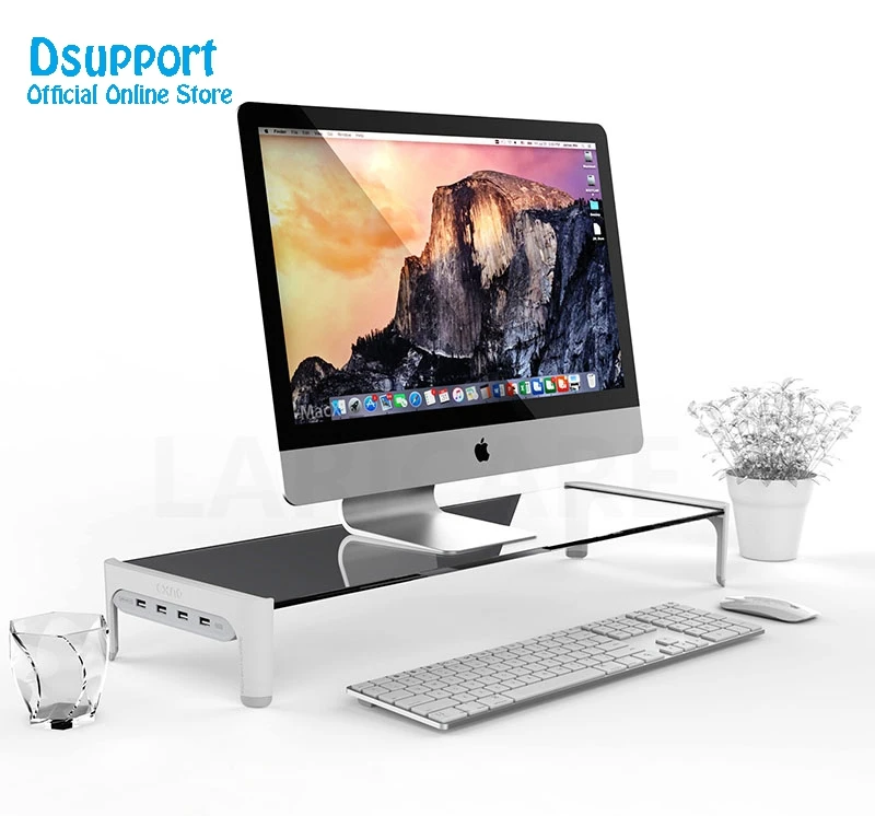 Barra de Espaço do Suporte do Portátil do Computador Portátil do Monitor do Desktop Transmissão de Dados e Carregador Riser com 4 Antiderrapante Desk Portas Hub Rápido Usb 3.0 - Imagem 3