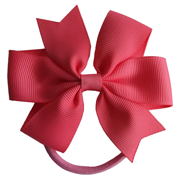 2 шт. заколка для волос с резинками 3,5 ''Hairbow упругих волос аксессуары дети хвост держатель резинки для волос ласточкин хвост Луки - Цвет: 210 Coral