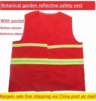 

Botanical Garden sanitation reflective safety vest warning clothing red warp knitted fabric fluorescent reflective webbing