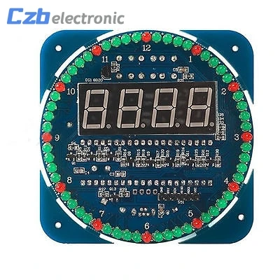 

DIY DS1302 Rotating LED Electronic Digital Clock Kit 51 SCM Learning Board 5V