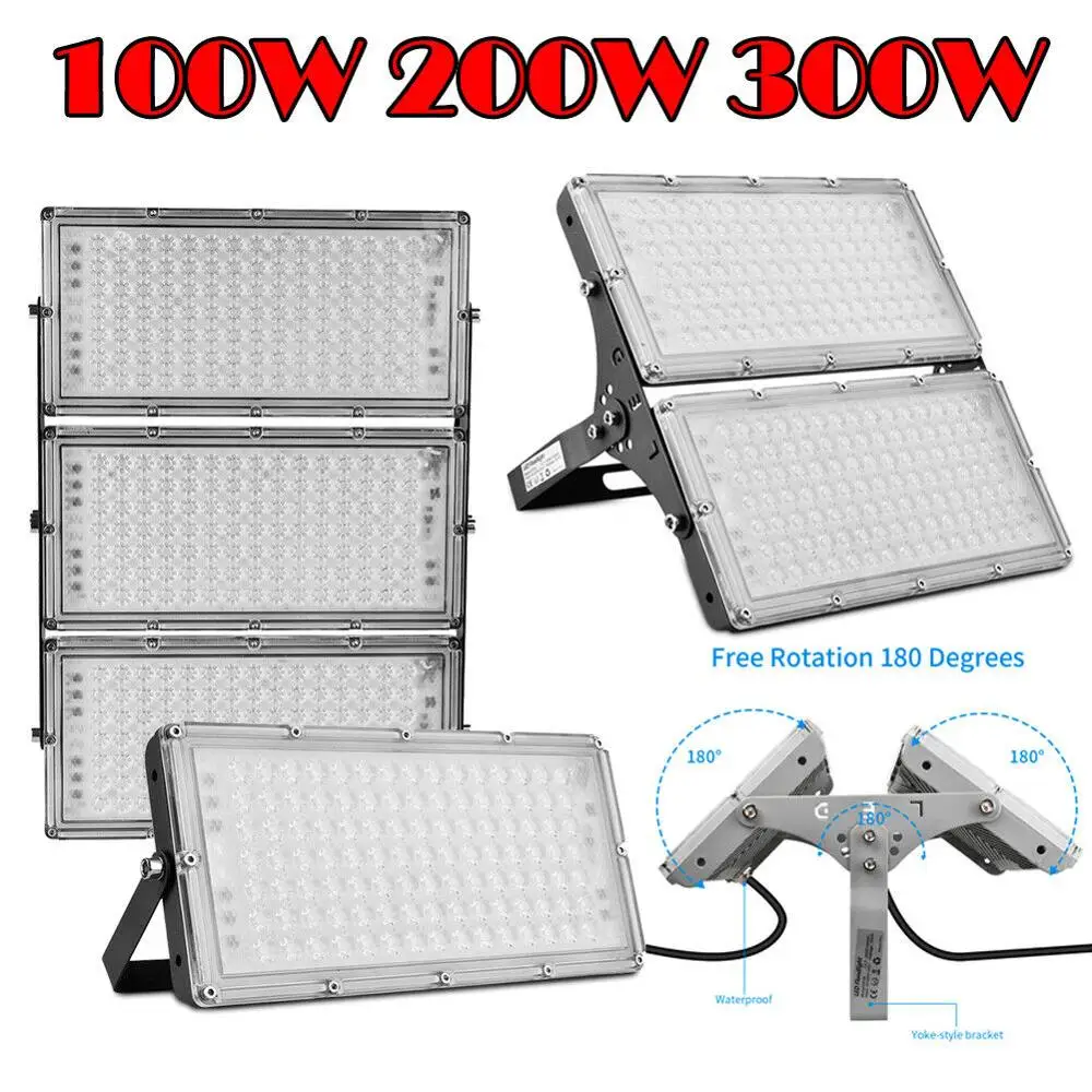 US $113.53 10Pcs Ultrathin LED Module Flood Light 100W 200W 300W IP65 110V220V LED Spotlight Refletor Outdoor Lighting Garden Lamp