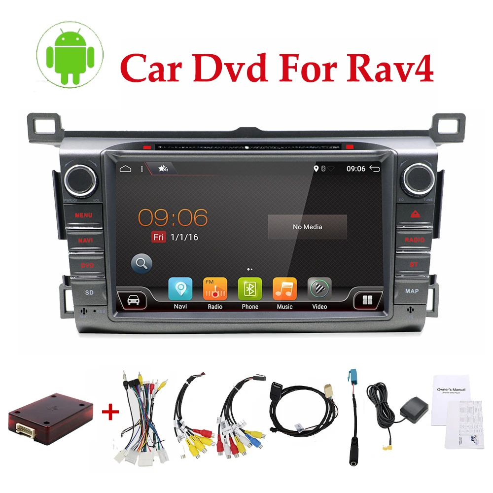 Автомагнитола 2DIN 8 дюймов Android 9 0 ядер для 2013 2014 2015 RAV4 GPS Wi Fi|Мультимедиаплеер авто| |