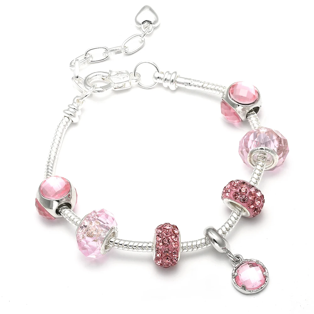 

CUTEECO New Crystal Beads Brand Bracelets Bangles Silver Plated Charm Bracelets For Women Friendship Pulseras Gift
