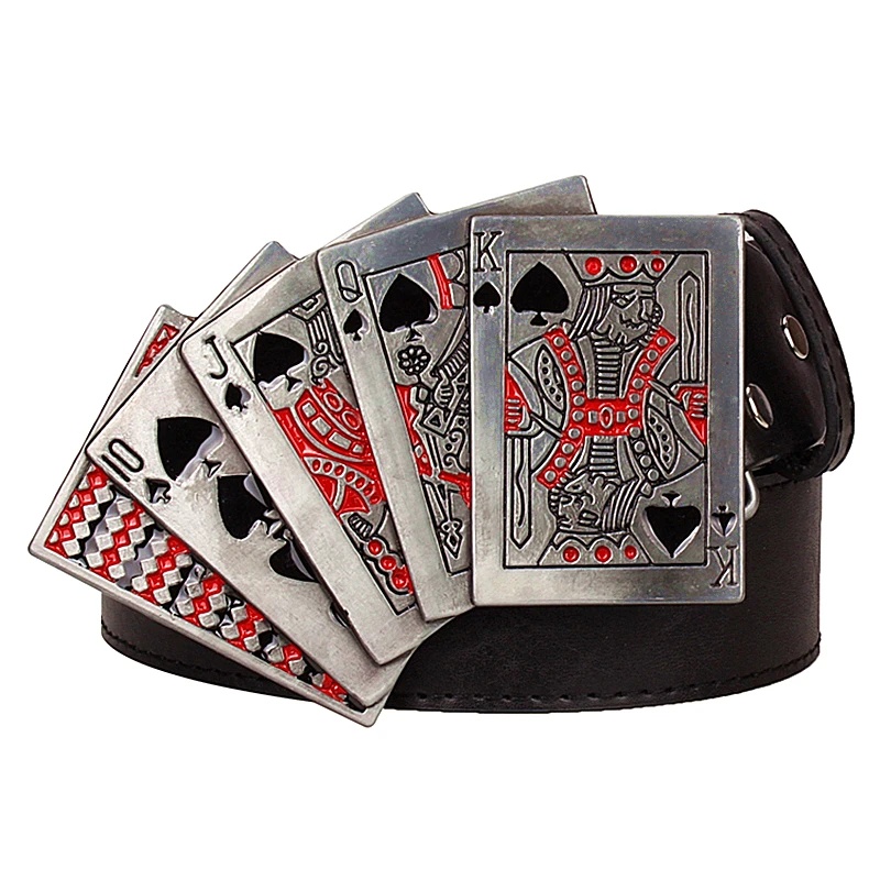 Тяжелый металлический рок декоративный ремень в стиле панк Lucky Poker gamble