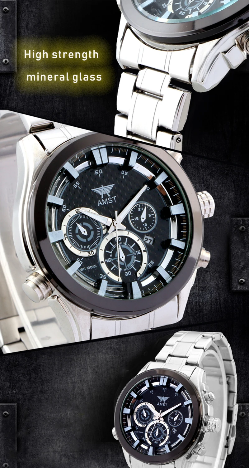 AMST Pilot Series Мужские часы Топ бренд класса люкс мужские спортивные наручные часы мужские водонепроницаемые кварцевые часы Relogio Masculino Новинка