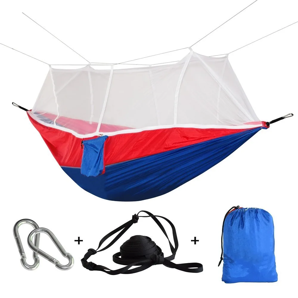 260x140cm Camping Hammock with Mosquito Net Double Travel Hanging Sleeping Bed Swing with Tree Straps for Travel Survival Garden outdoor furniture discount Outdoor Furniture