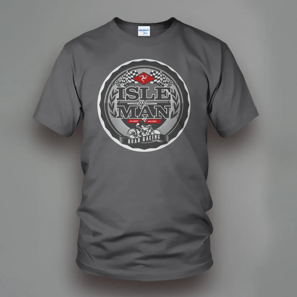 Летняя футболка Классическая однотонная футболка с коротким рукавом, Лидер продаж, хлопок, Isle Of Man TT Charcoal, футболка для езды на мотоцикле