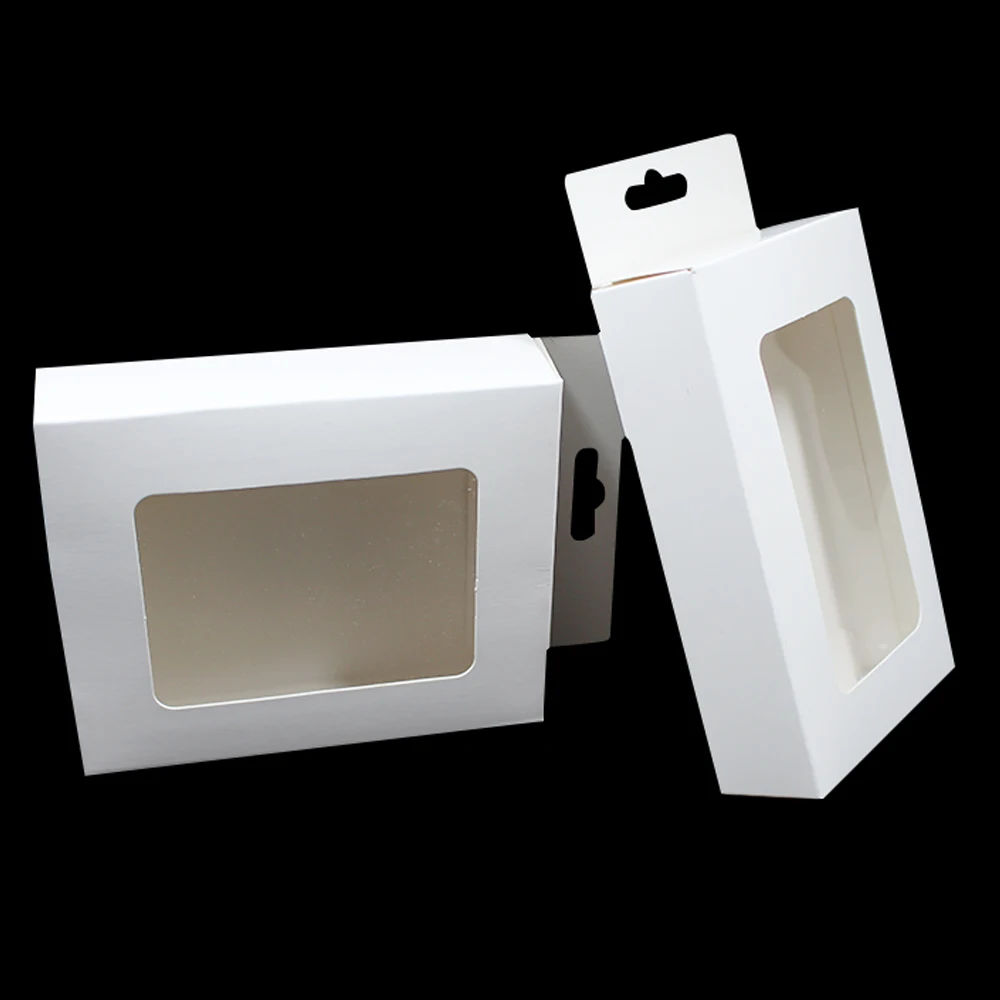 200Pcs/lot White Paperboard Party Gifts Packaging Box with Clear Window