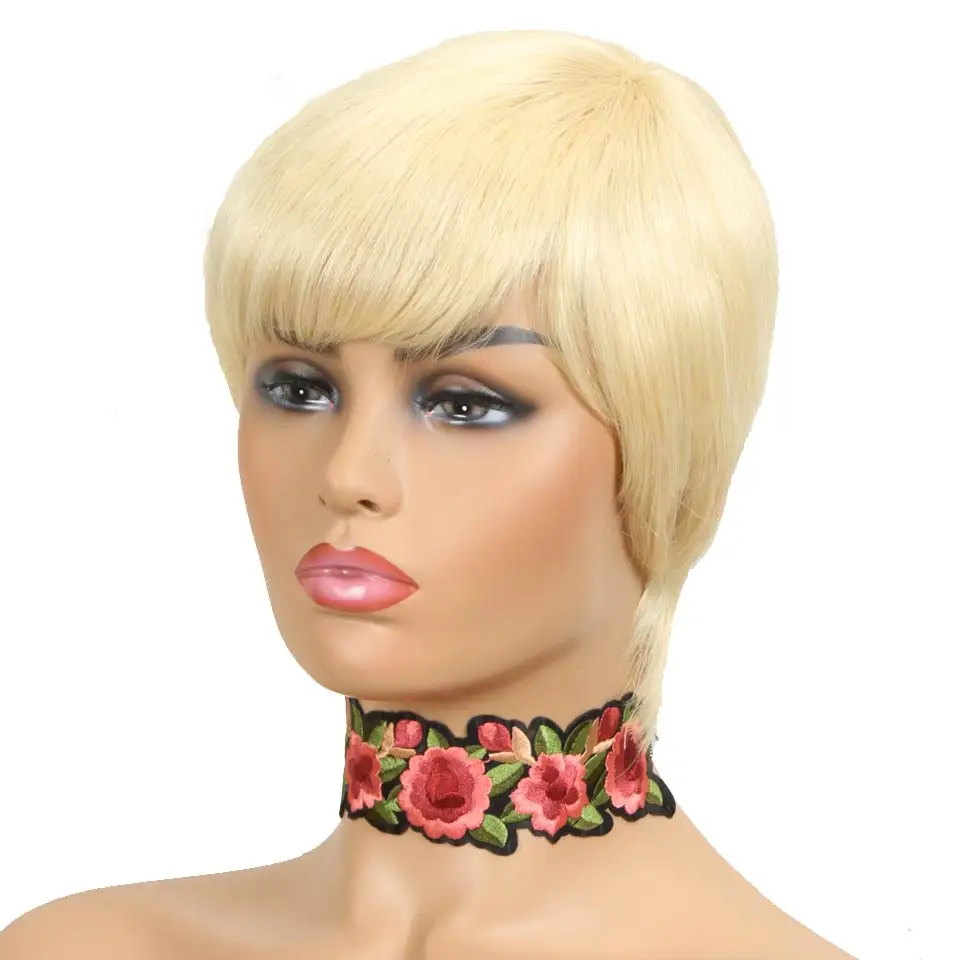 Rebecca pixie cut wigs Cheap Wholesale Short Afro Kinky Curly Wig 100% Human Hair Natural Hair Bob Straight Wigs For Black Women