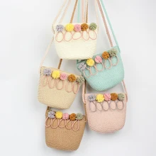 Новая соломенная тканая сумка в богемном стиле, сумка для подгузников, сумка для маленьких девочек, сумочка с цветочным рисунком, высокое качество, мини сумка через плечо, одноцветная