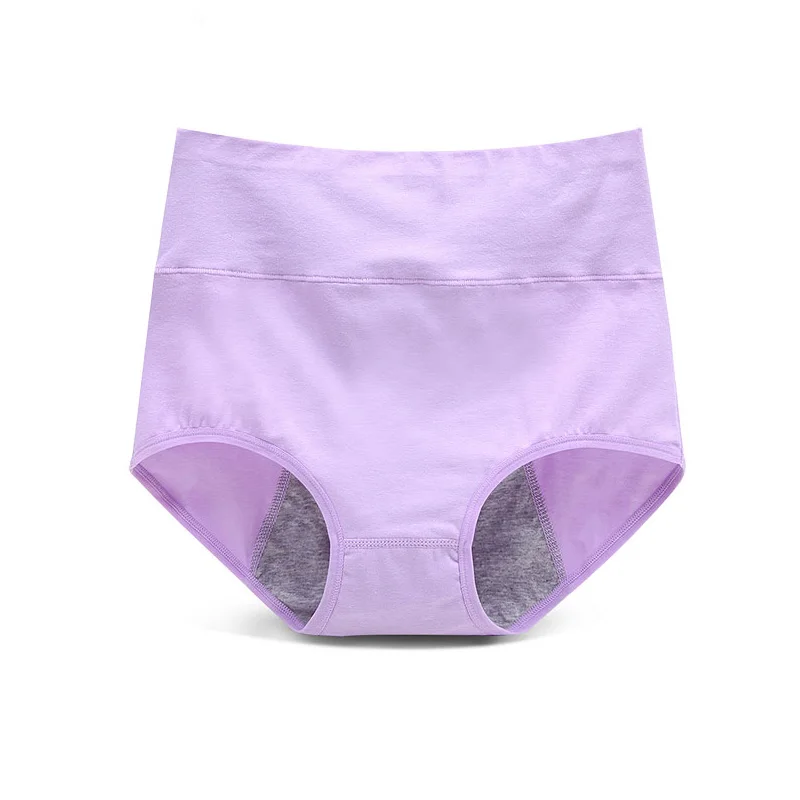 Feilibin Menstrual Period Panties Women Cotton Physiological Panties High Waist Ladies Leak Proof Health Underwear Girls Briefs - Цвет: 0214 Purple