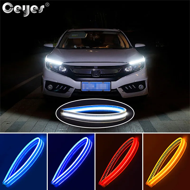 Ceyes Daytime Running Light LED Strip Waterproof Headlight LED Bar Strip Tube,Running Light,Turn Signal Light,Decor Lamps,Flexible LED DRL Strip Dual Colors Flowing Ice-Blue to Amber-2pcs 18inch