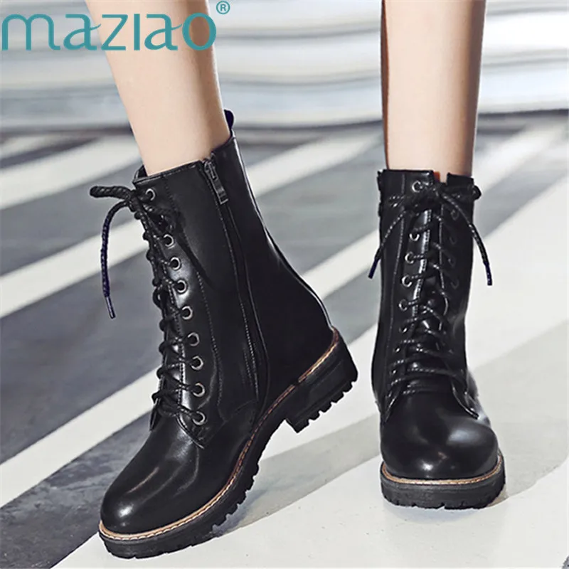 mid heel combat boots