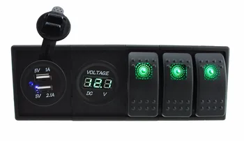 

IZTOSS DC 12V/24V LED Digital 3.1A dual USB charger voltmeter Socket with rocker switches jumper wires and housing holder