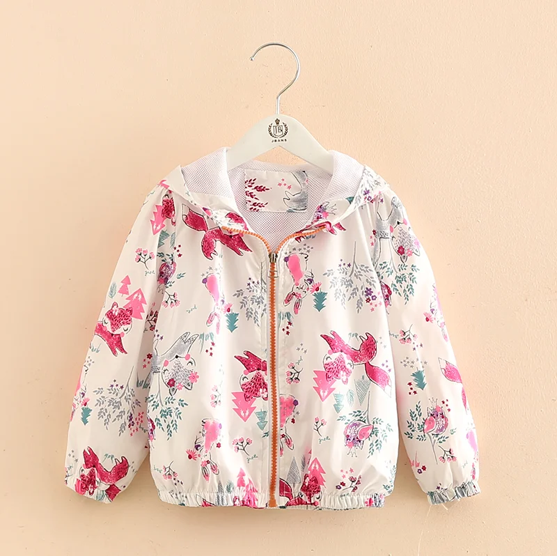 Куртка для маленьких девочек, пальто, осень 2018, новое пальто с цветочным принтом для девочек, Повседневная хлопковая детская одежда с