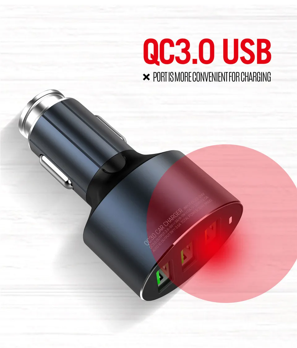3 Порты и разъёмы USB Автомобильное устройство для быстрой зарядки Quick Charge 3,0 36 W Multi USB Автомобильное Зарядное устройство QC 3,0 QC3.0 общие быстрый автомобиль зарядка для сотового телефона Tablet