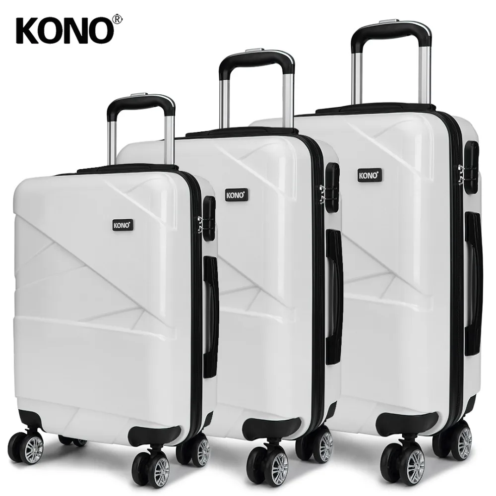 

KONO Suitcase Rolling Luggage Check in Travel Carry on Trolley Case Hand Bag Hardside PC 4 Wheels Spinner 20 24 28 Inch YD1772L