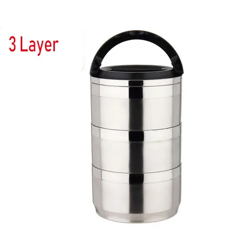 Нержавеющая сталь сохранение тепла Ланч-бокс 1-6 слой супер емкость японский Bento box школьный офис пищевой контейнер для кемпинга - Цвет: 3 Layer