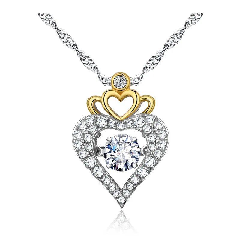 

Crown Heart-Shape Pendant Necklace Silver gold Color Shining Cubic Zirconia Charm Fashion Jewelry Dropshipping