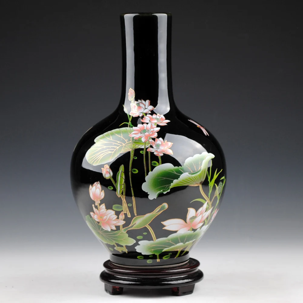 

Jingdezhen Wujin ceramics glaze vase pastel lotus celestial modern and stylish living room decoration crafts