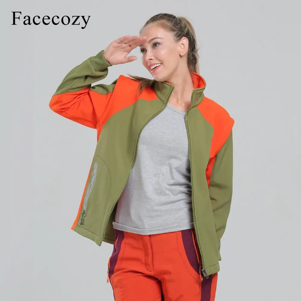 Facecozy, новинка, для женщин, для улицы, два использования, флисовая куртка, съемный рукав, жилет и топы, для любителей кемпинга, куртка для пеших прогулок, лыжного альпинизма - Цвет: Women Army Green
