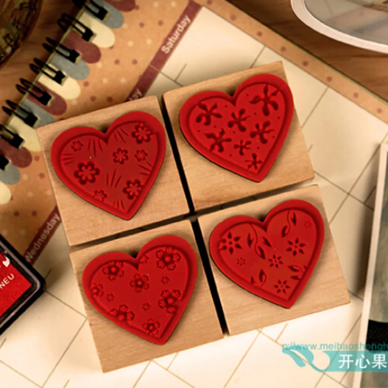 1 х любящее сердце штамп DIY деревянные и резиновые штампы для скрапбукинга канцелярские товары Скрапбукинг Стандартный штамп