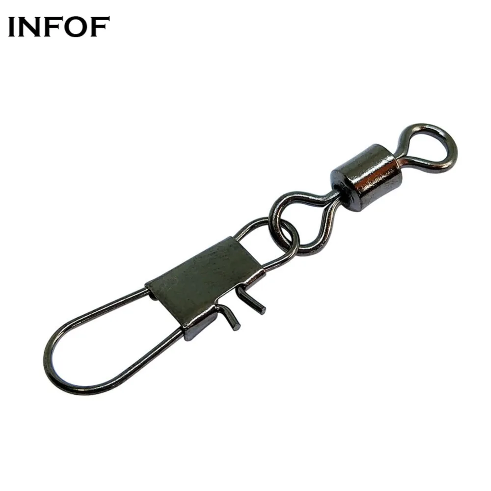 INFOF 100pcs/lot Fishing Swivels Snap Rolling Swivel with Interlock