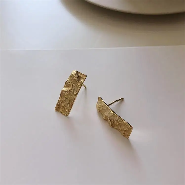 LouLeur, настоящее 925 пробы, серебряные серьги-гвоздики, Необычные геометрические, вечерние, золотые серьги, подарки для девушки, модное ювелирное изделие - Цвет камня: Gold earrings