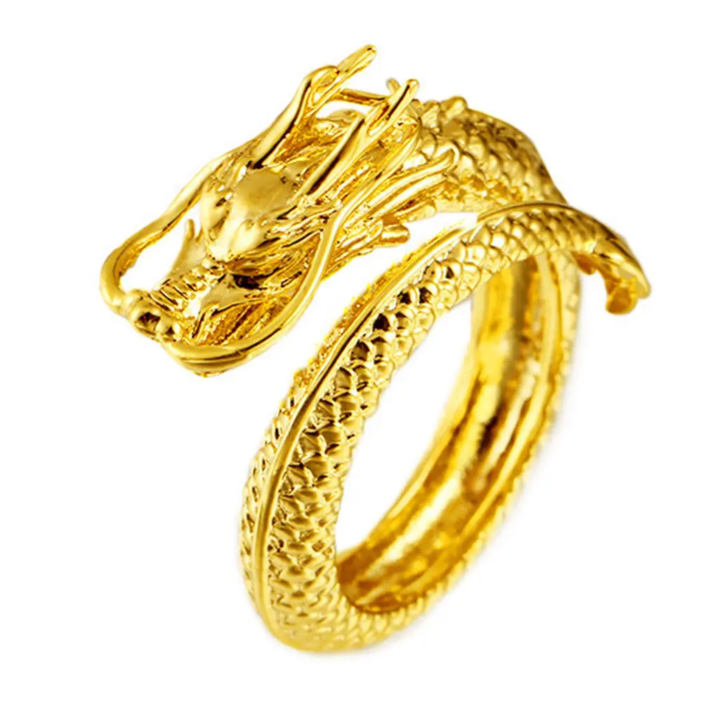 Золотой дракон феникс пары обручальные кольца регулируемые ювелирные изделия оптом