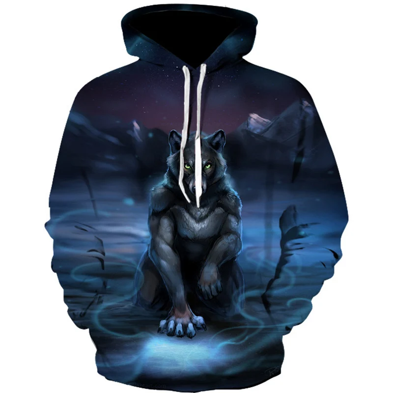 New Arrival Men Sweatshirt Wolf Printed Pullover Autumn Hoodies 3d for ...