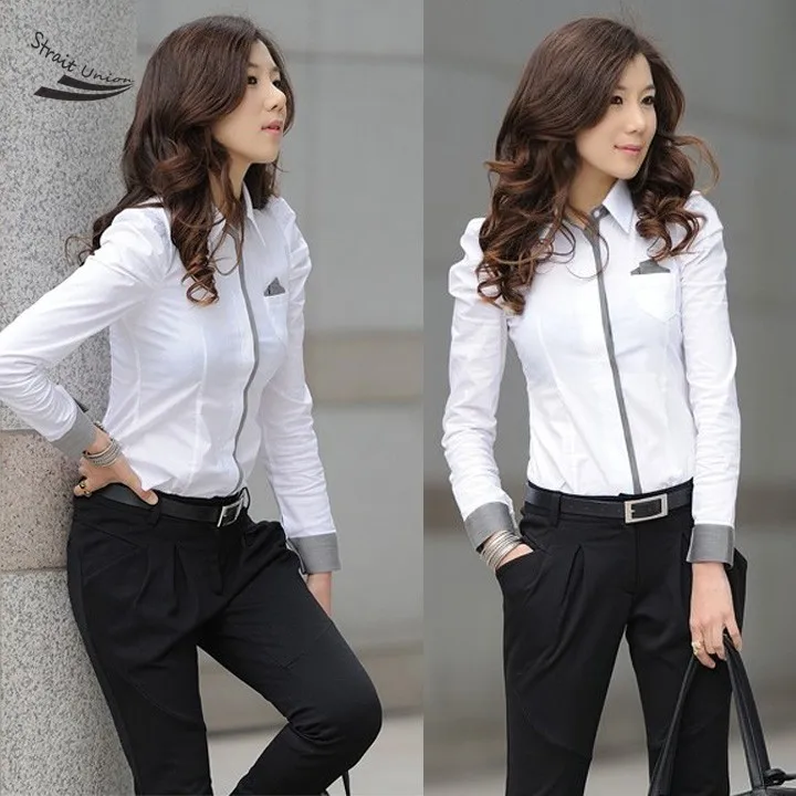 New 2017 Spring Solid White font b Blouses b font font b Shirts b font font