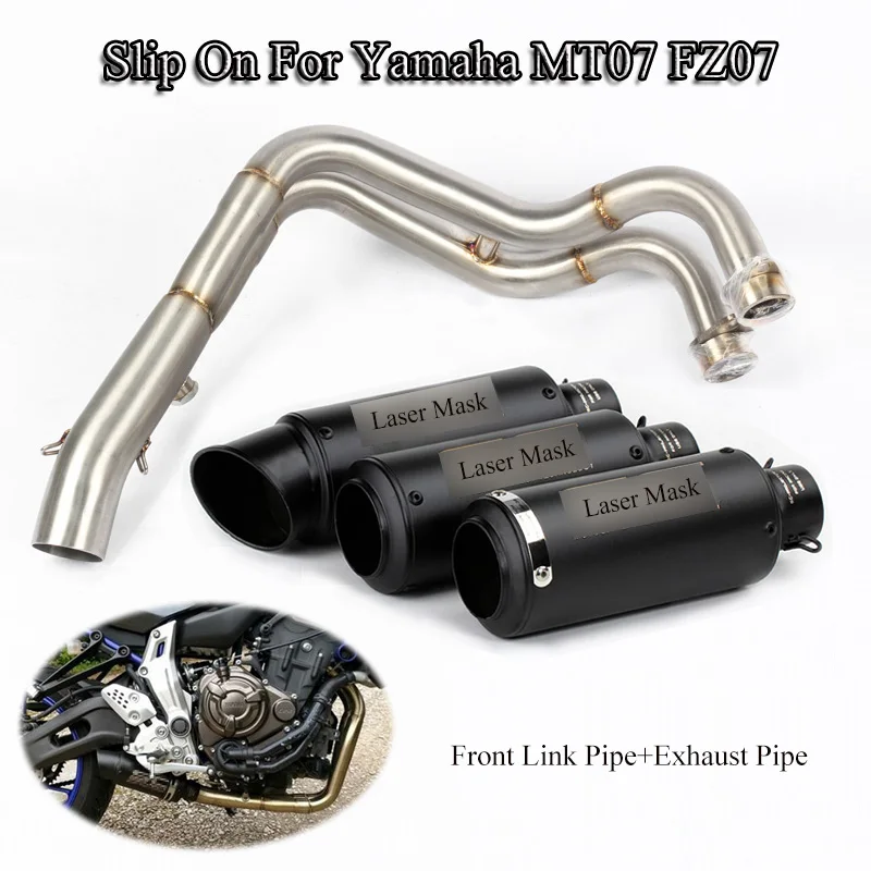 

For Yamaha FZ07 MT07 Motorcycle Exhaust System Pipe Muffler Tail Tip Pipe With Front Connect Tube Slip On MT07 Moto Modified