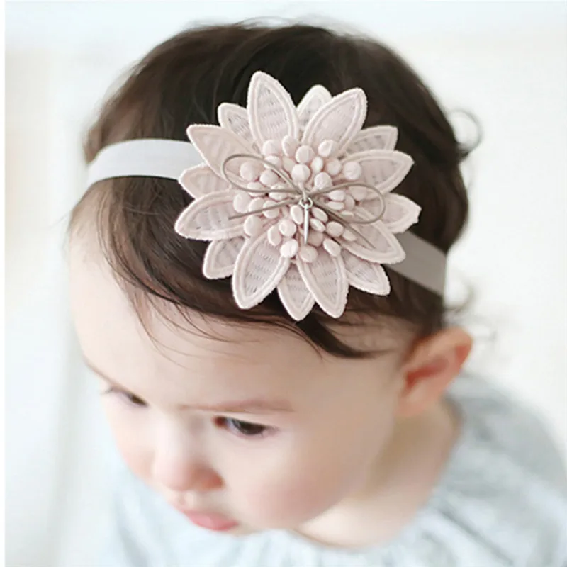Big Flower Headband For Cute Children Elastic Handmade Headwear Kids