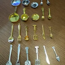 11 шт./лот тарелки кастрюли вилка и нож ложка кухонная посуда набор кукольный домик Миниатюрная игрушка кукла еда кухня комната аксессуары 1:12 весы