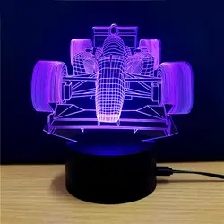3D красочный гоночный автомобиль модель светодиодные настольные лампы