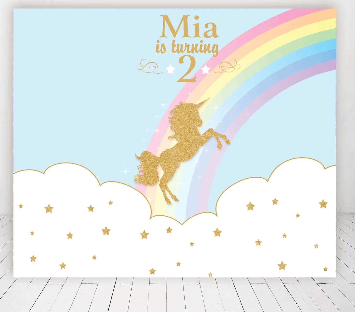 

custom unicorn rainbow glitter rocking horse carousel baby shower backdrops High quality Computer print party background