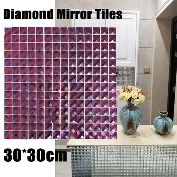 

30*30CM Diamond Mirror Tiles Purple For Wall KTV Bar Lens TV Background
