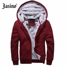 Jasino Brand Men casual winter coat thick warm fleece hoodies red big cotton solid Hoodies sweatshirts men hooded Jacket parkas
