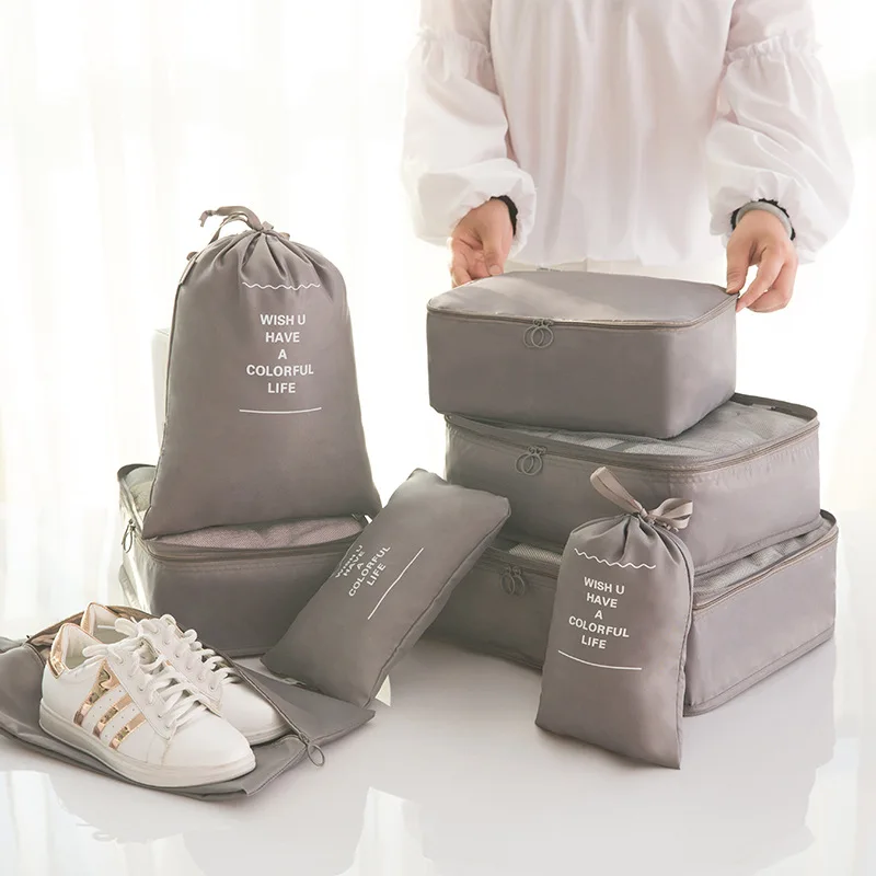 Высокое качество 8 в 1 Дорожный чемодан Органайзер наборы сумки для хранения непромокаемые сумки для сортировки багажа 8 шт. в комплекте для