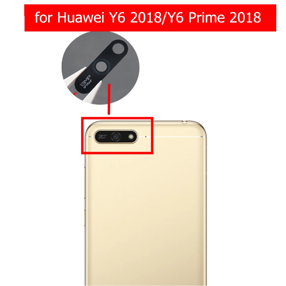 2 шт. для huawei Y6 /Y6 Prime стеклянный объектив для камеры задняя камера стеклянная линза с клеем ЗАМЕНА Запасные части