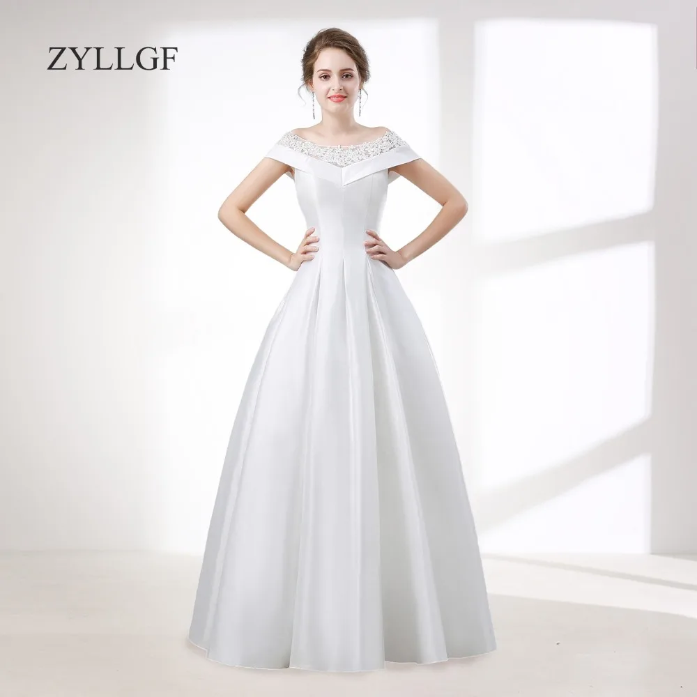 ZYLLGF Vestidos De Festa Longo Para Casamento принцесса с вырезом "лодочка" атласное платье подружки невесты Vestido De Formatura ZY24