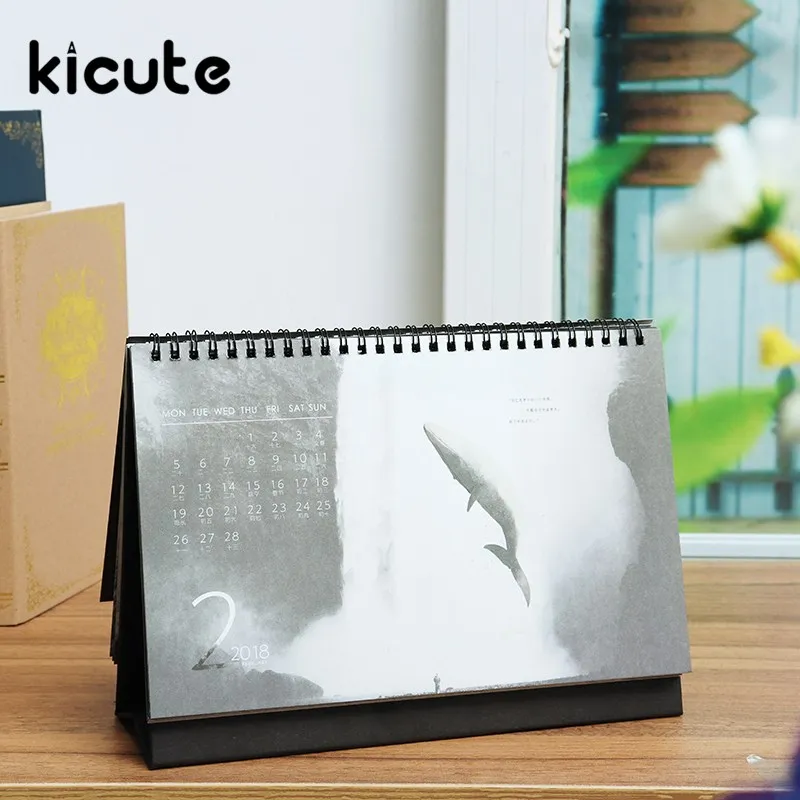 

2018 Year New Black and White Style Luminous Calendar Desk Standing Paper Multifunction Organizer Schedule Planner Memo calendar