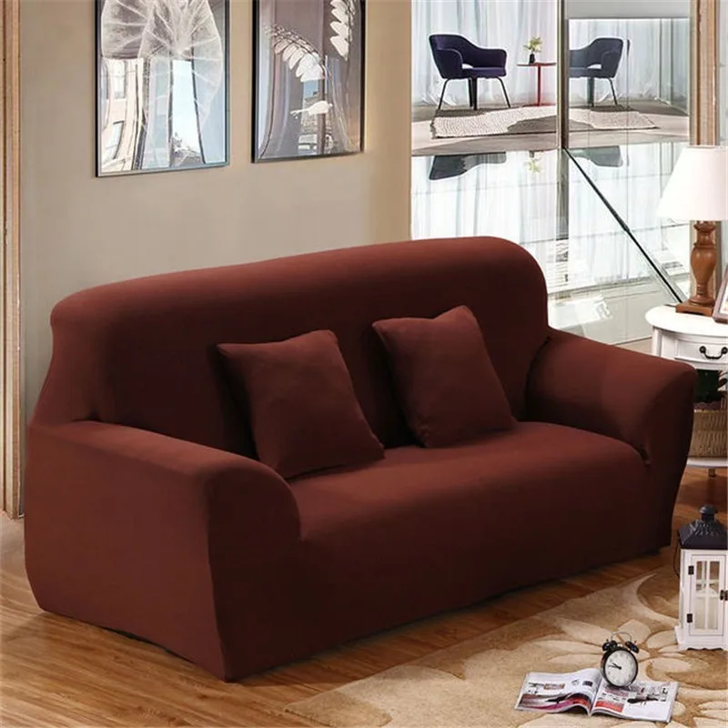 Плотно обертывающийся нескользящий универсальный чехол, однотонный, из полиэстра, для дивана, для дивана, для отдыха, защита для дивана - Цвет: Coffee