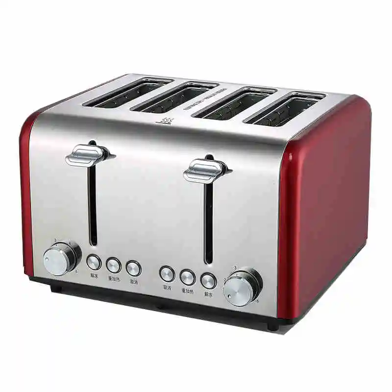 220 В 1200-1400 Вт желтые/красные тостеры 4 ломтика из нержавеющей ...