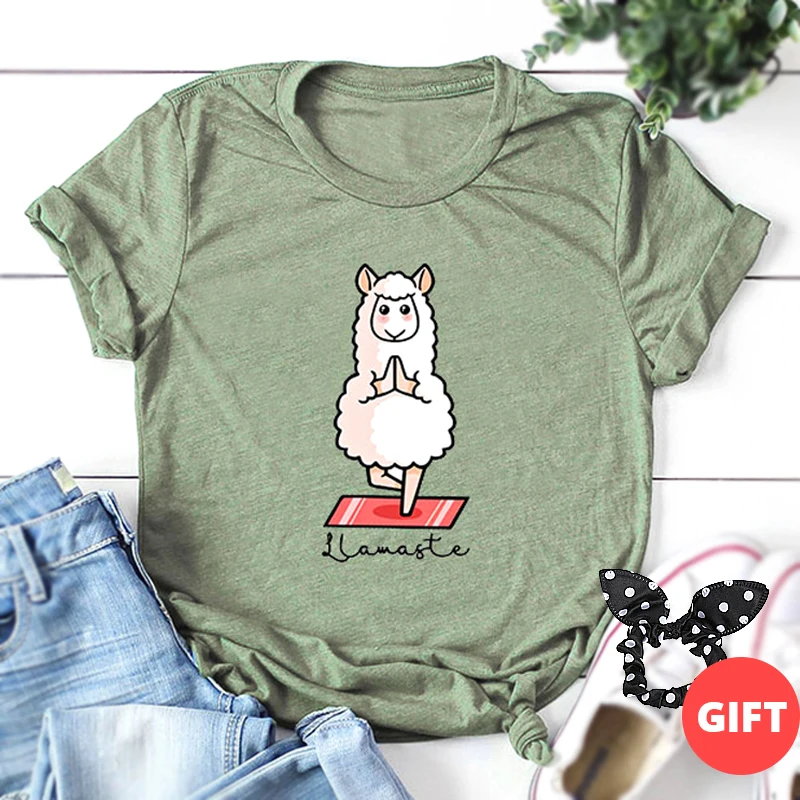 

SINGRAIN S-5XL Casual Women Print T-shirt 100% cotton cute plus size t shirt sheep pattern Tee Harajuku Korean Cartoon Basic Top