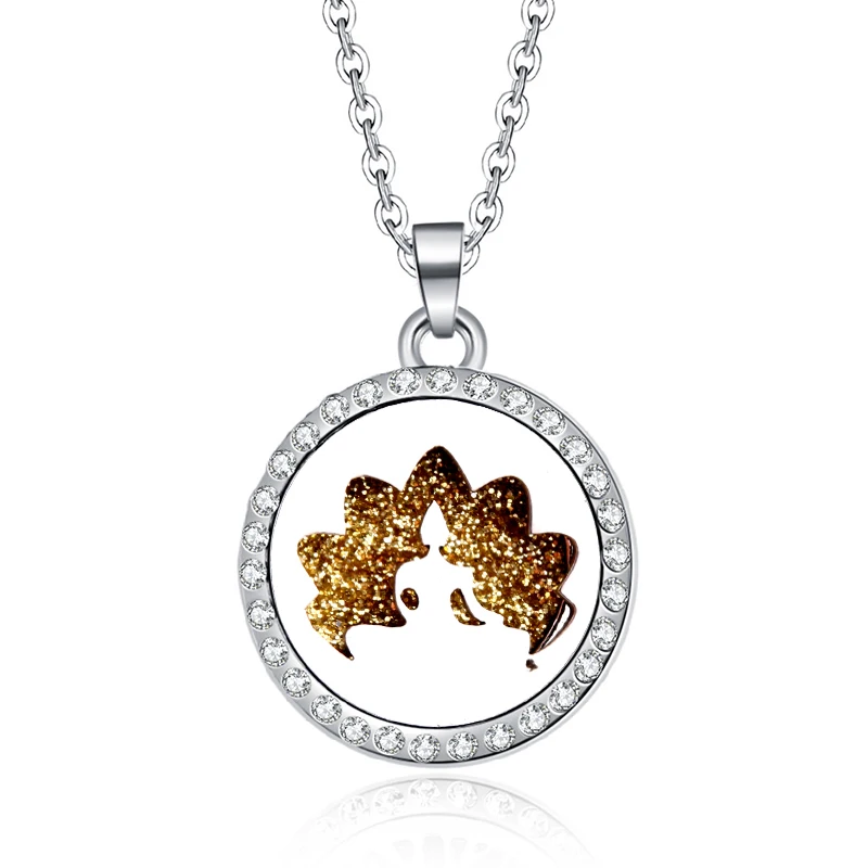 

new style Zircon Pendants Buddha Necklace For Women Crystal Aroma Diffuser Stainless steel pendant Aromatherapy Locket gift