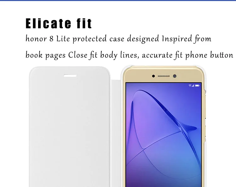 Кожаный чехол для huawei Honor 8 lite, защитный чехол с окошком для просмотра, умный чехол
