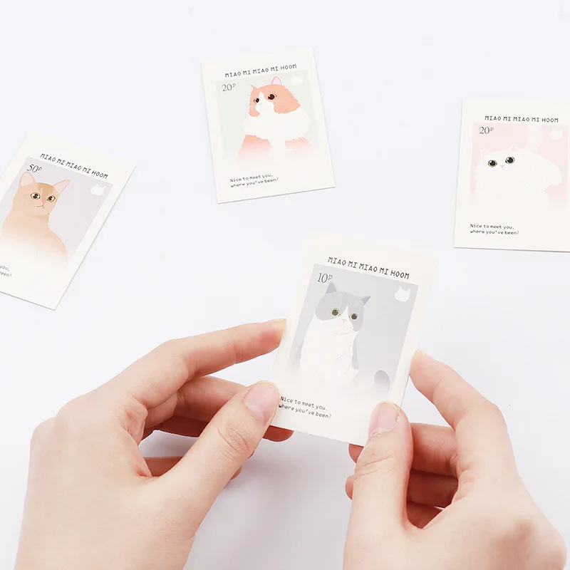 5.2*8cm 54pcs Mini Card cat stamp theme multi-use as Scrapbooking Craft Paper DIY Decoration gift card message | Дом и сад