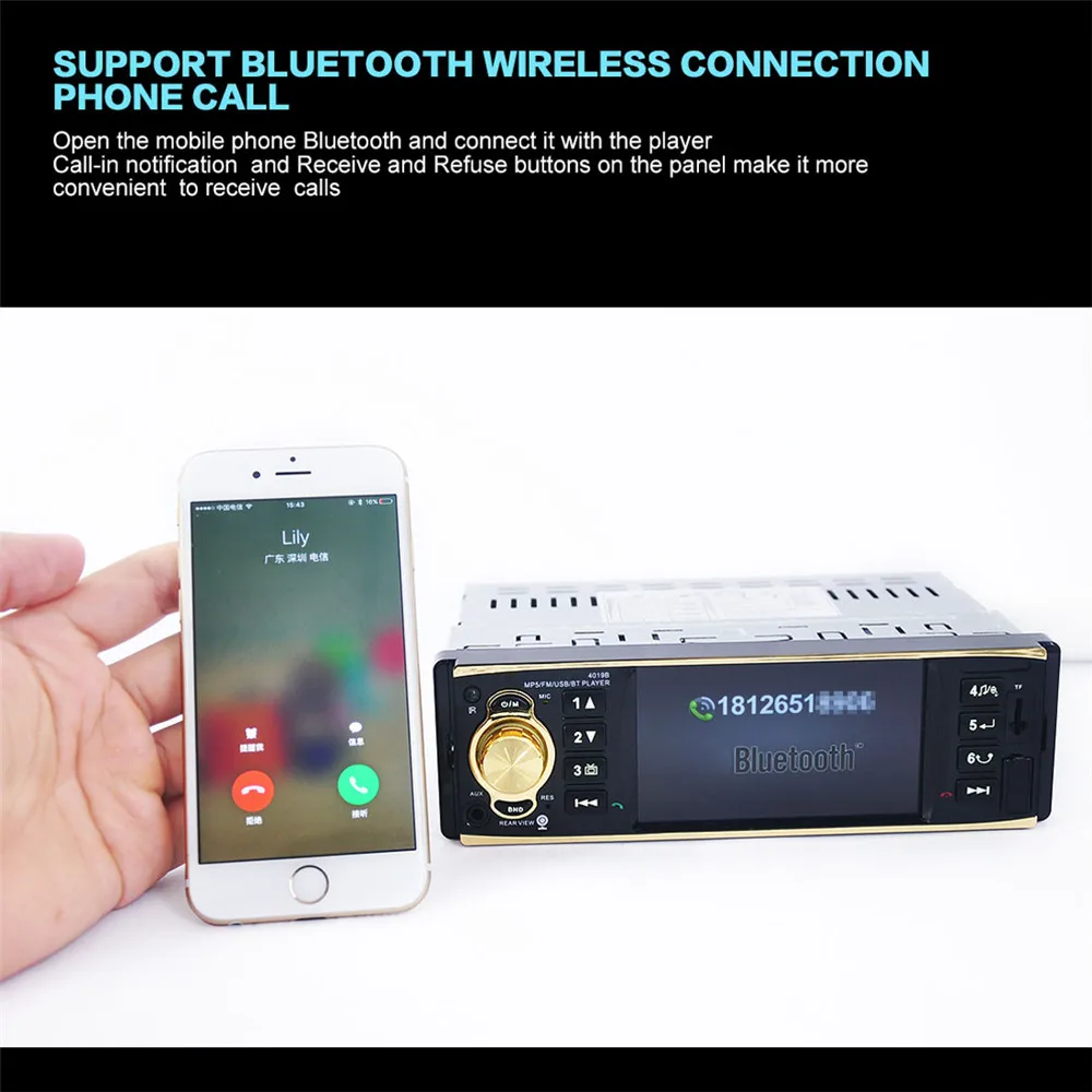 Автомобильные видеоплееры 4019B 12 В 4 1 дюймов HD 1080P Bluetooth стерео MP3 / MP4 Радио FM MP5
